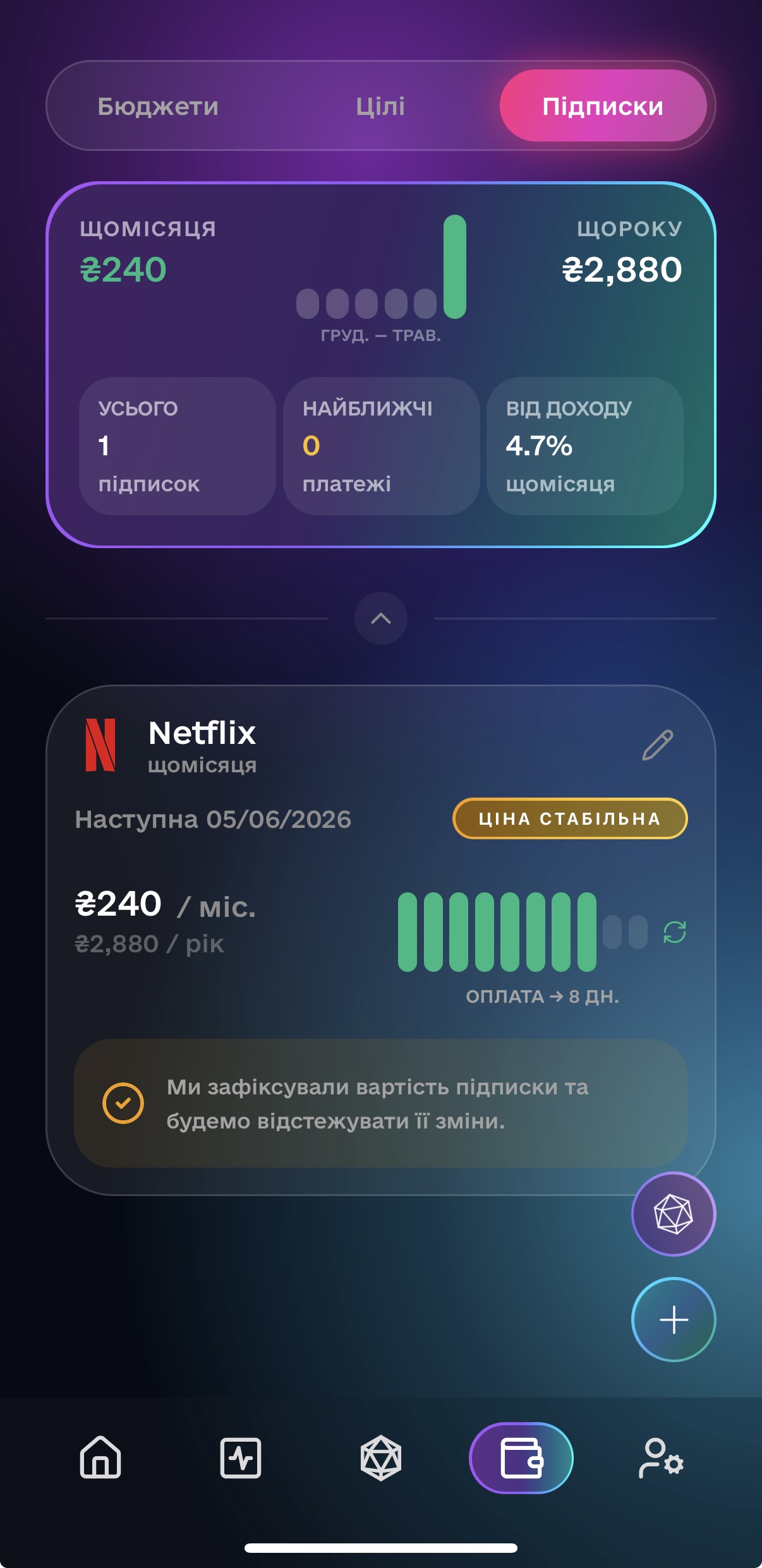 Subscriptions Screen
